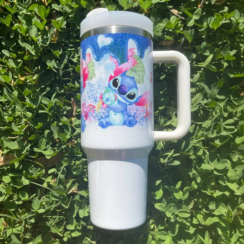 Custom 40 oz Tumbler Disney Lilo & Stitch Double-wall vacuum insulation …